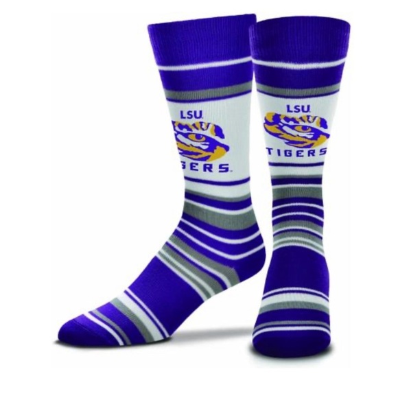 LSU Tigers Socks Striped Dress Socks, One Size Fits Most Footwear - Picture 2 of 7